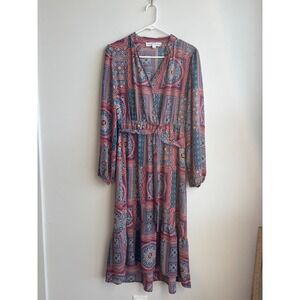 Emma & Michele Multicolor Paisley Midi Dress Womens M
